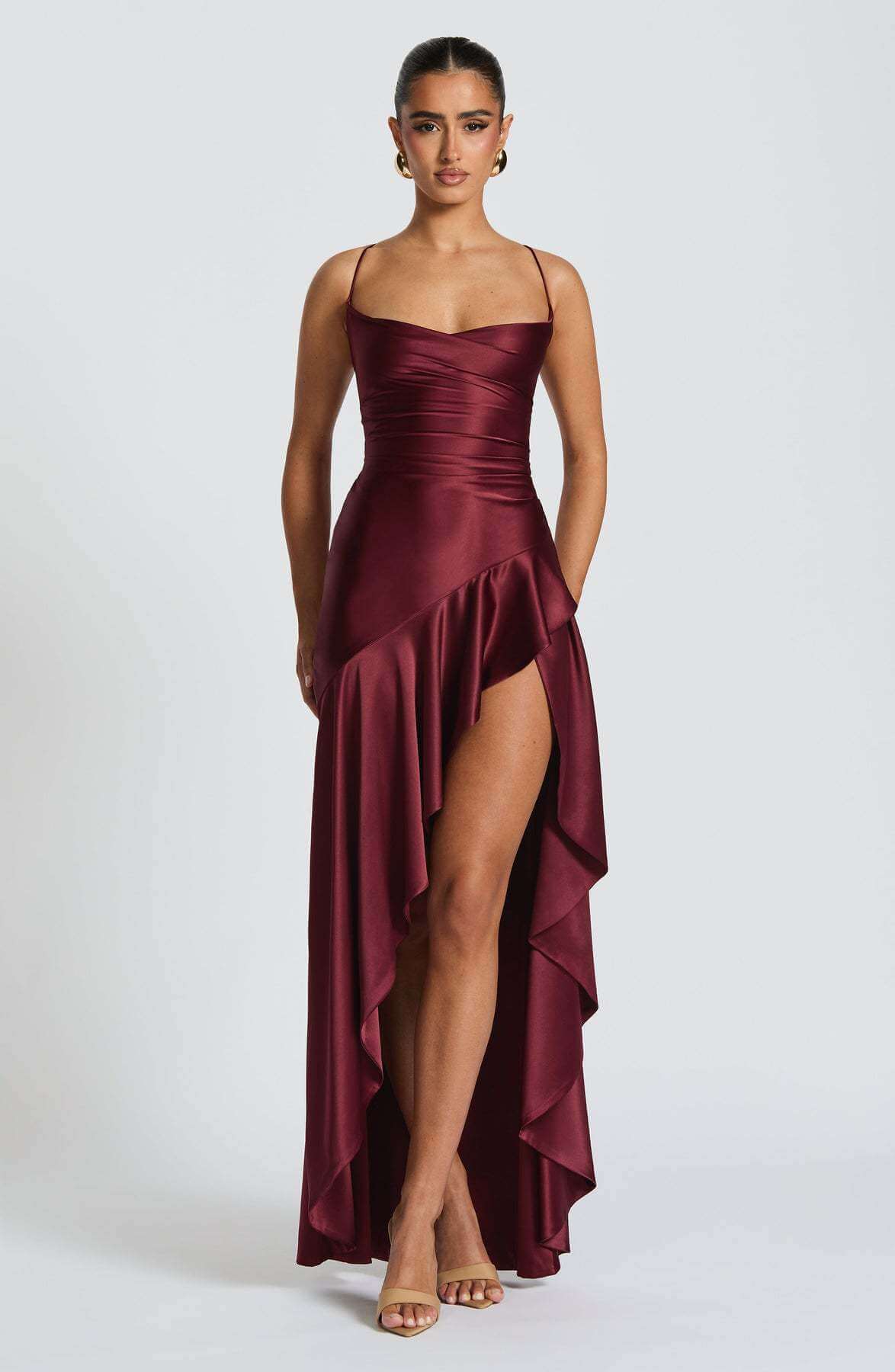 Elegant Satin Split Dress