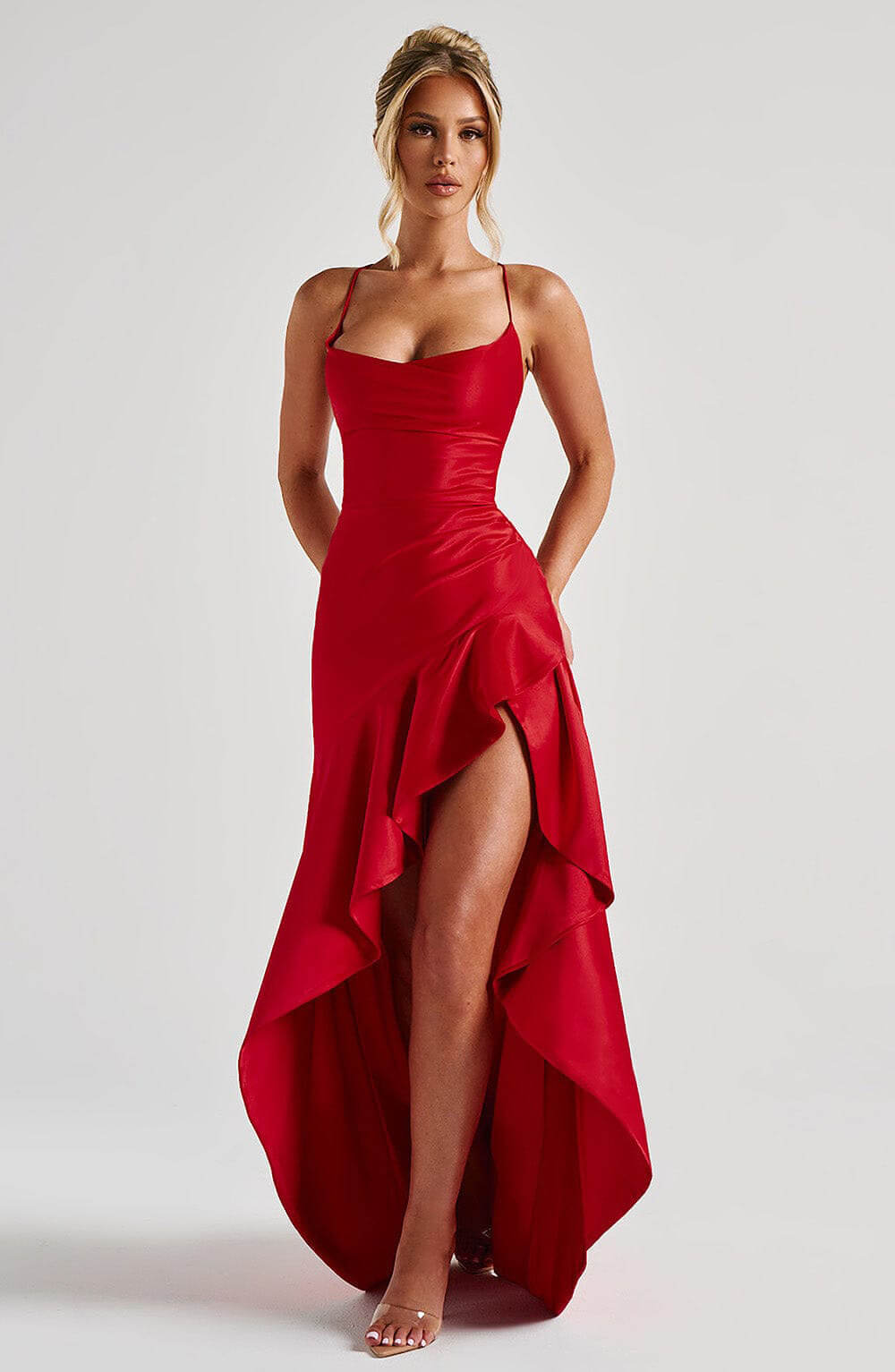 Elegant Satin Split Dress