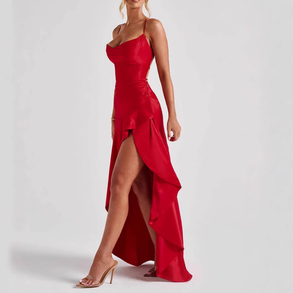 Elegant Satin Split Dress