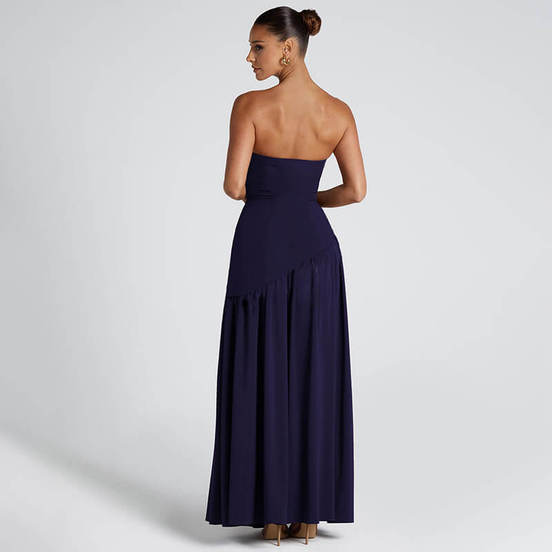 Plum Brown Maxi Dress with Scarf Neck