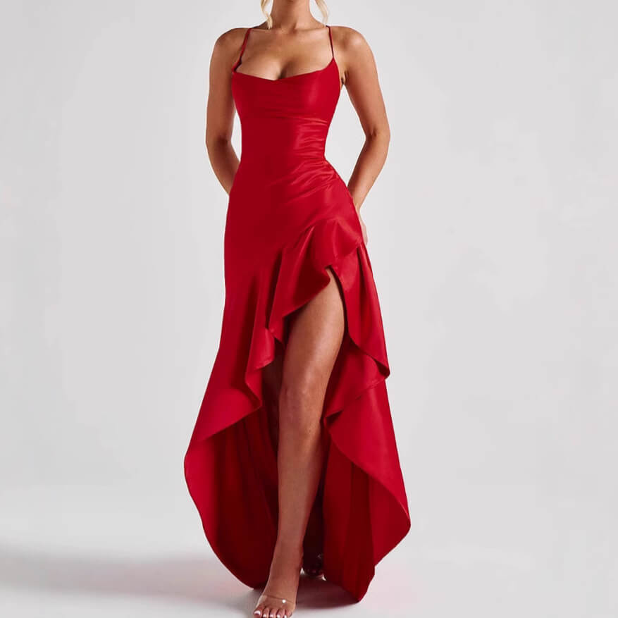 Elegant Satin Split Dress