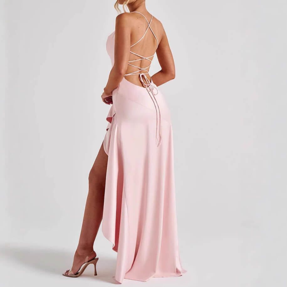 Elegant Satin Split Dress