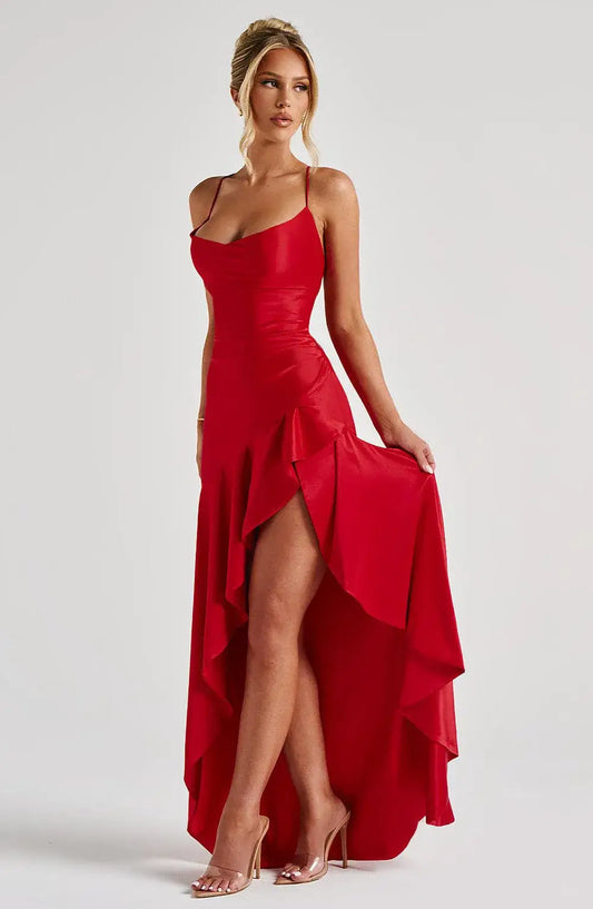 Elegant Satin Split Dress