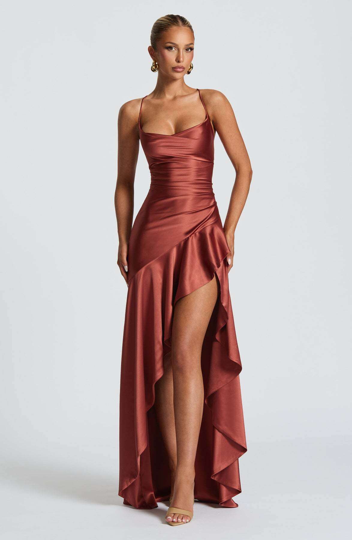 Elegant Satin Split Dress